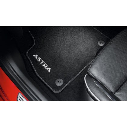 Vauxhall Astra K Footwell Tailored Floor Mats - Velour Carpet - Black