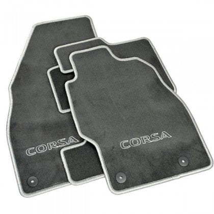 Vauxhall Corsa D Floor Mats -Velour Carpet- Anthracite/Silver - set of 4